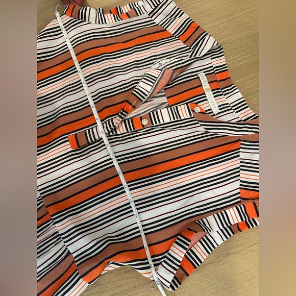 Marie Oliver Lachlan Silk Cotton Tiered Mini Dress Rust Orange Stripe Short - Picture 9 of 10